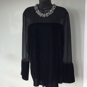 Black suede/sheer top
